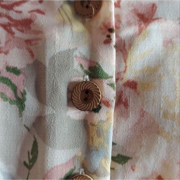 LC Lauren Conrad Cream Pink Floral Midi Dress - Picture 8 of 15